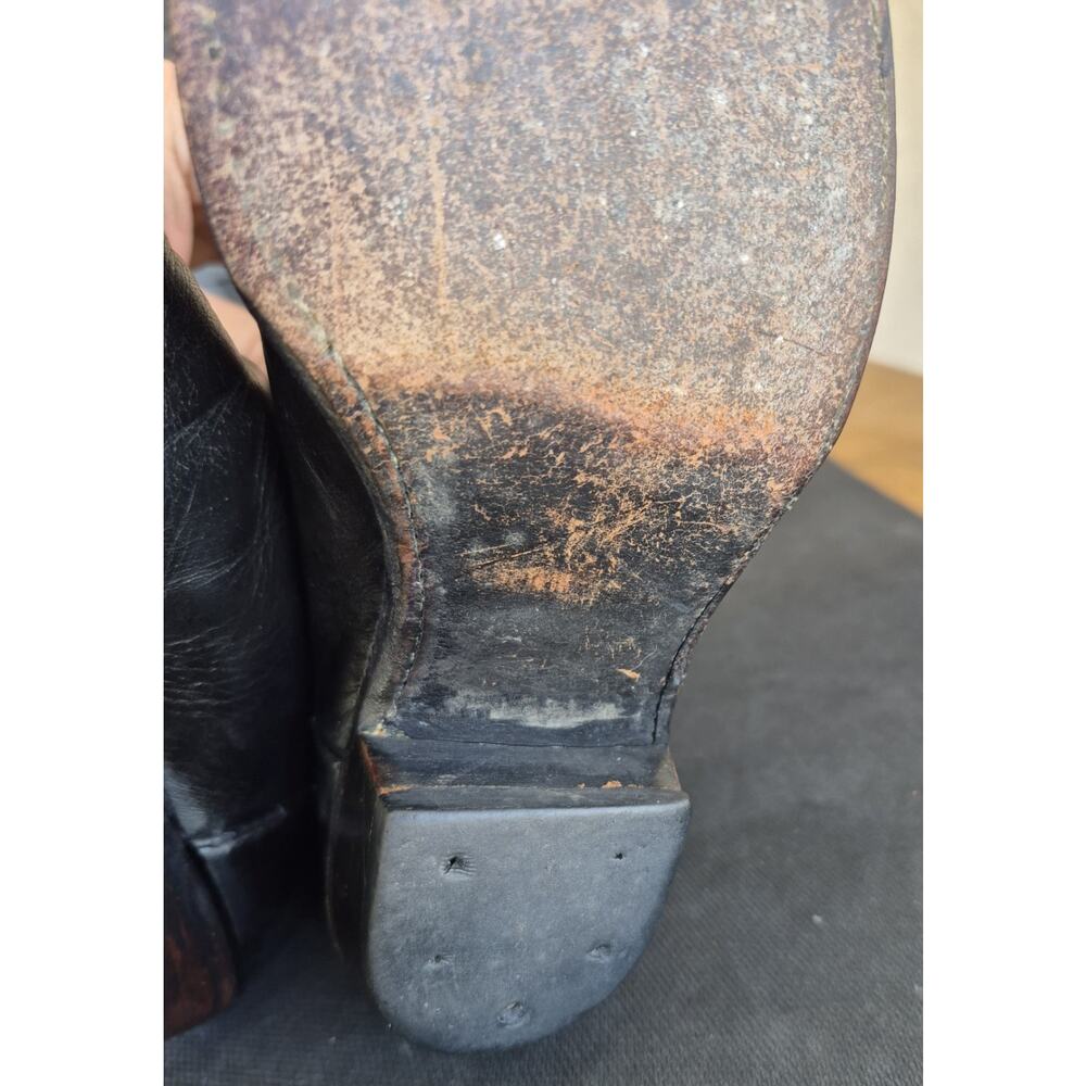 Vintage Tony Lama Black Leather Western Cowgirl Boots Size 6.5 Made in Mexico - Picture 11 of 13